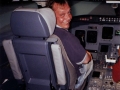 Rob in the cockpit of a CRJ700 Simulator